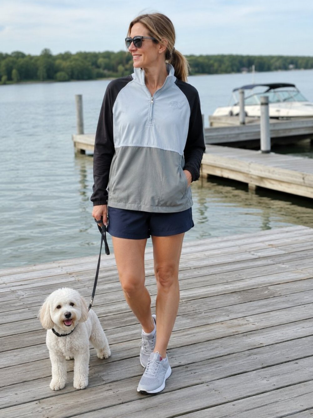 The North Face Women's Quarter Zip Windbreaker Jacket Light Blue Gray Navy Small